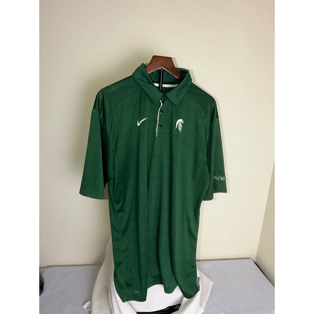 Nike Polo Shirt Mens XL Green Michigan State Spartans Elite Nike FIT S/S